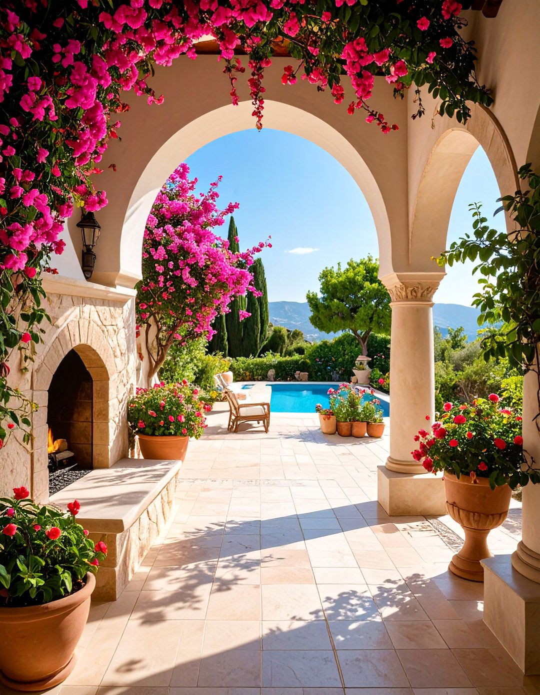 Andalusian Courtyard IndoorOutdoor Fireplace - 25 Spanish Style Fireplace Ideas