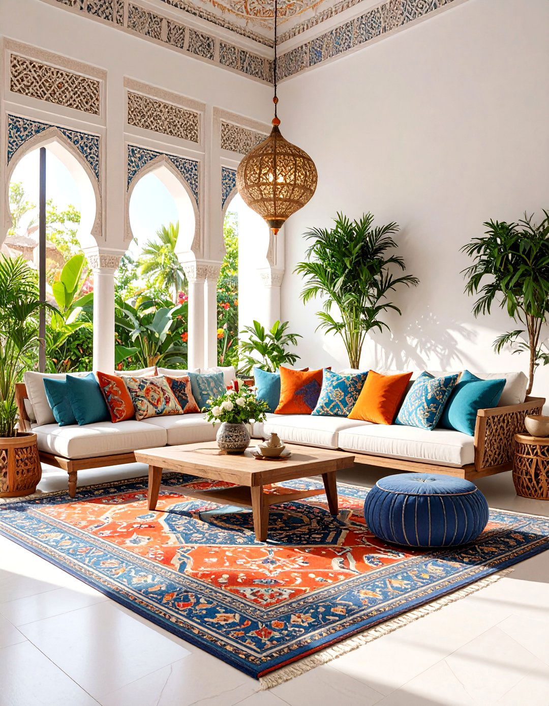 Andalusian Living Room with Geometric Patterns - 25 Spanish Style Living Room Ideas