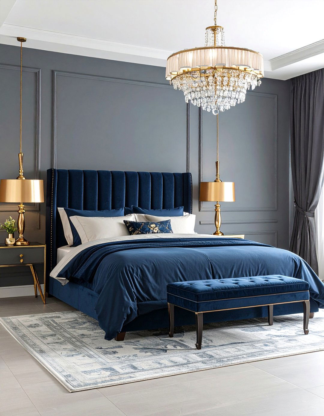 Anew Gray Master Bedroom with Luxurious Velvet Details - 25 Light Gray Paint Colors for Your House