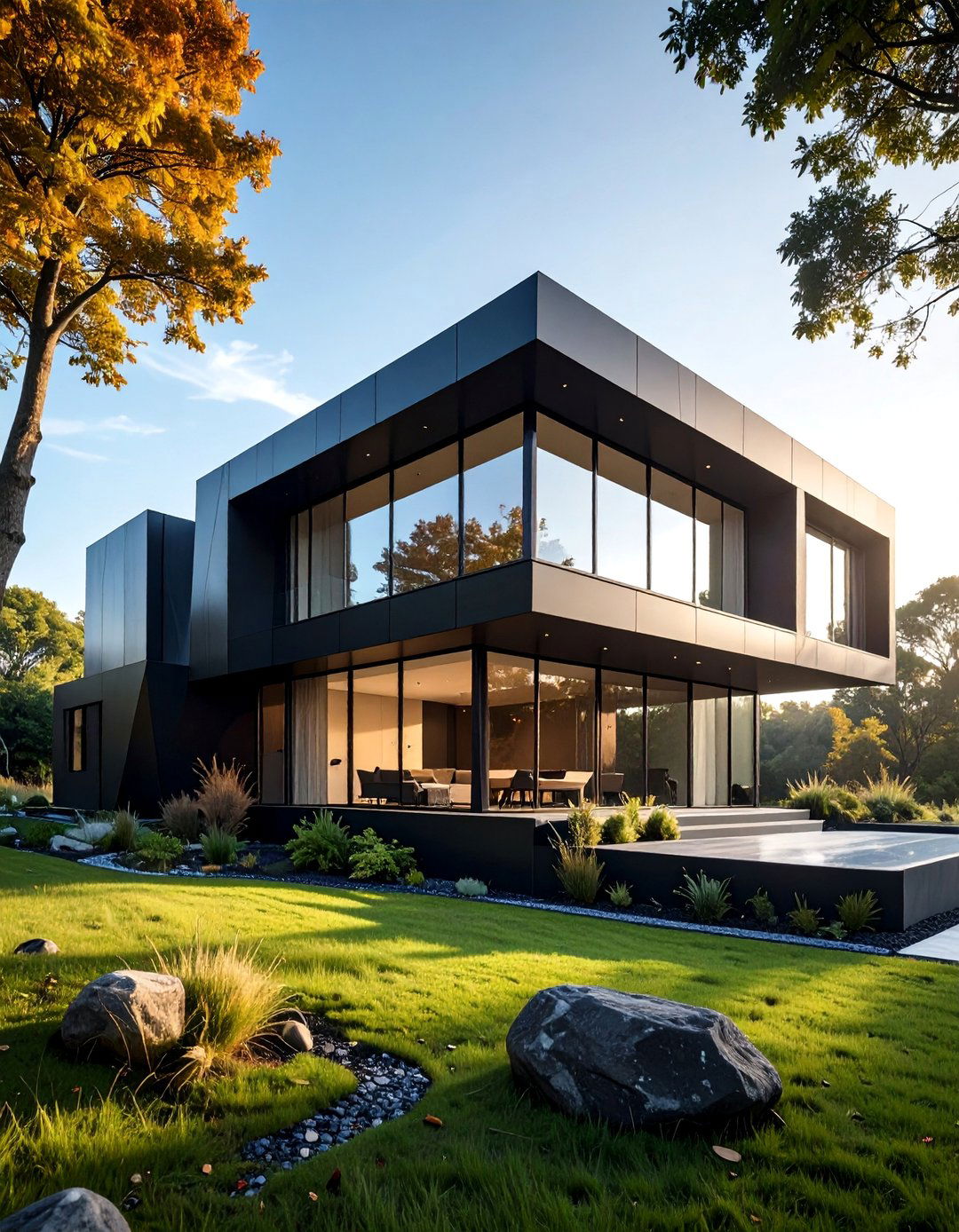 Angular Black Geometric Composition - 25 Modern Black Houses