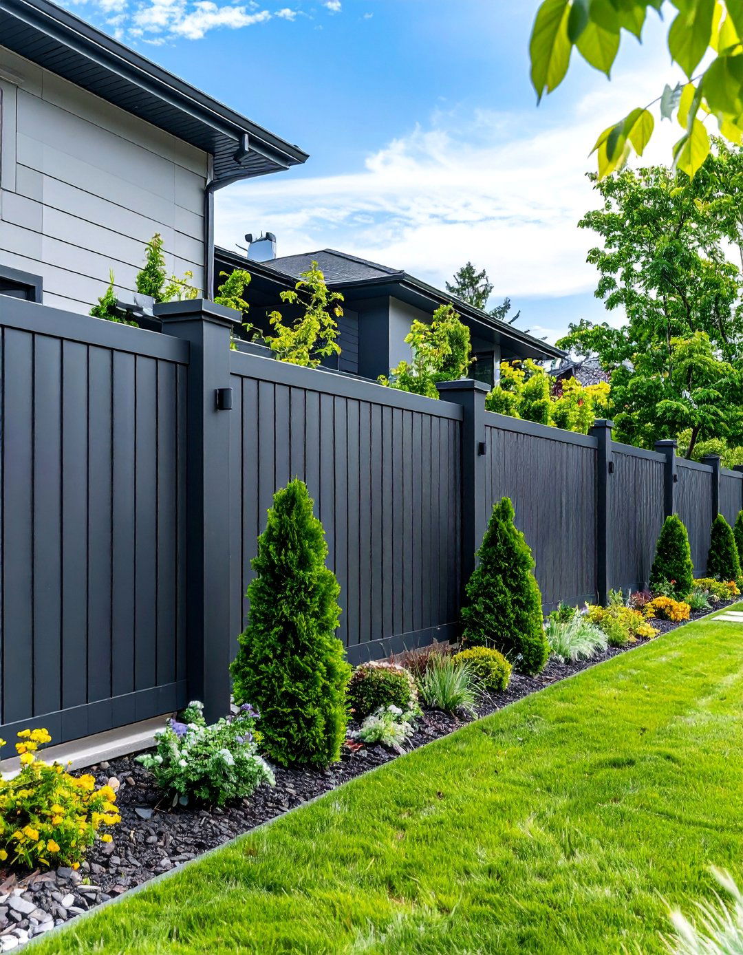 Anthracite Grey Contemporary Fence - 25 Fence Paint Colours