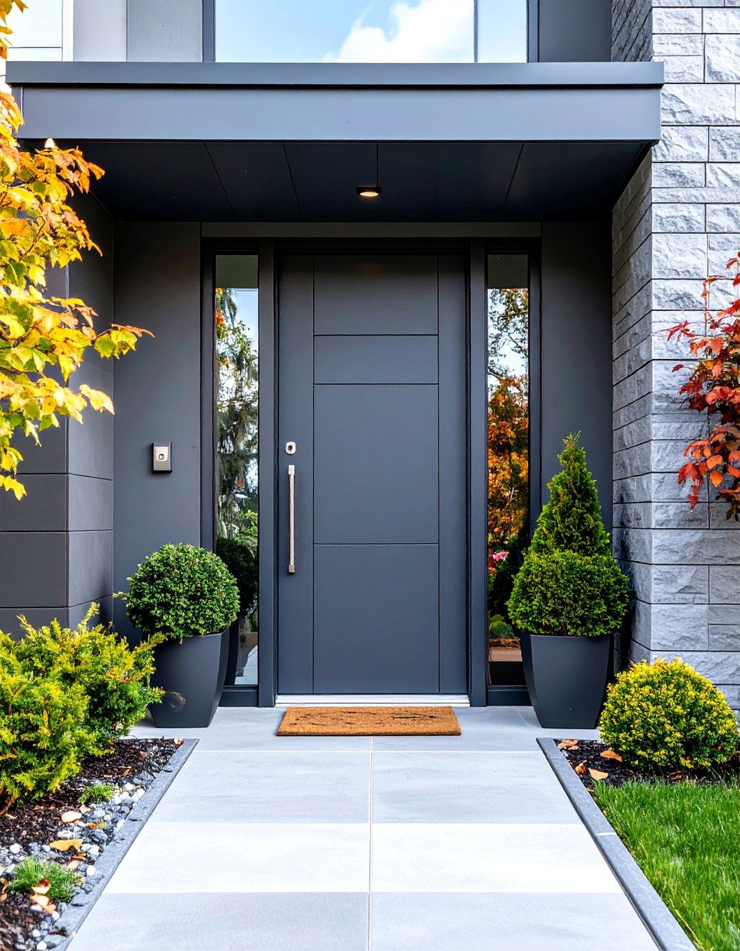 Anthracite Grey Modern Composite Door with Steel Hardware - 25 Grey Front Door Ideas