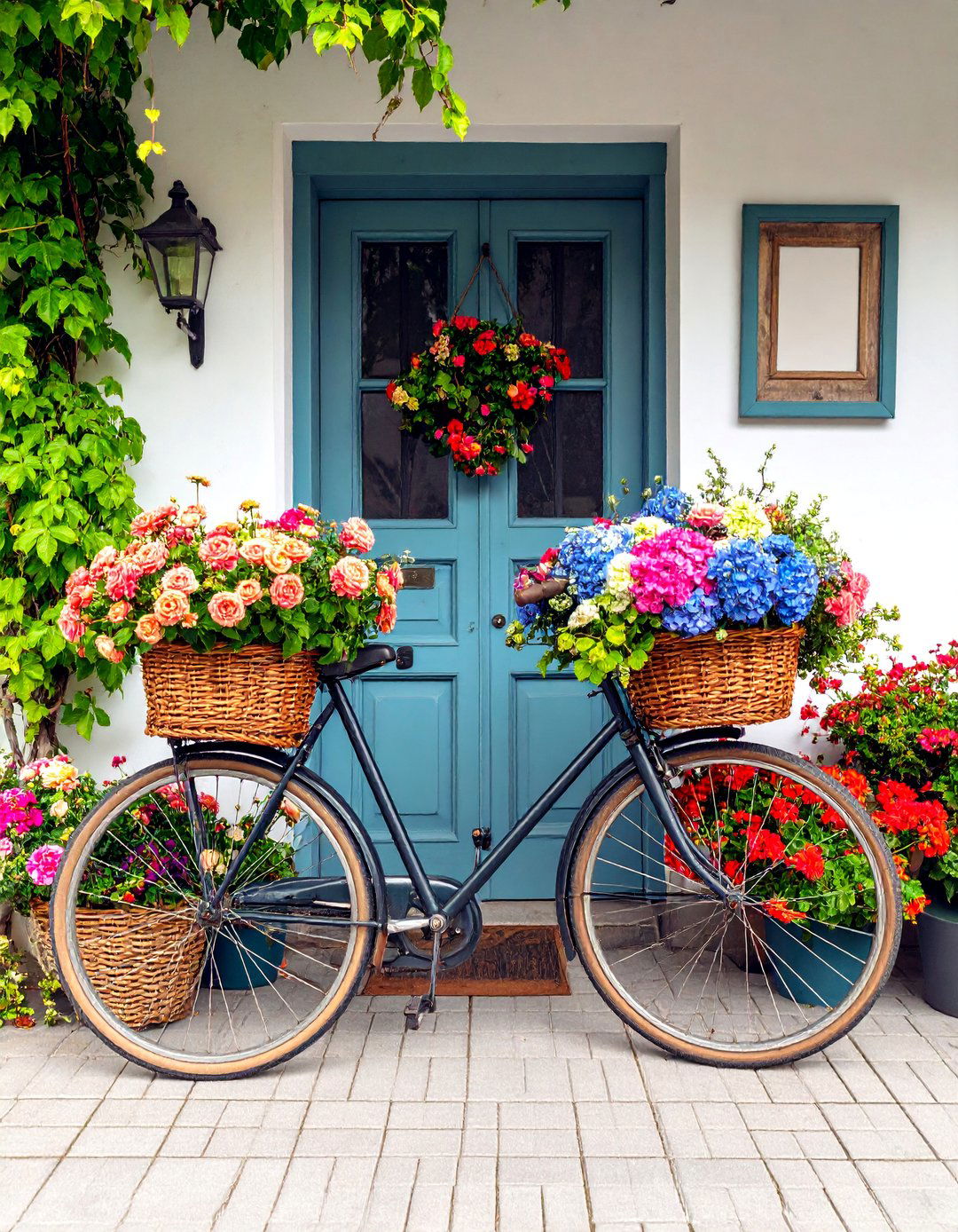 Antique Bicycle and Flower Market Display - 25 Summer Front Door Decor Ideas