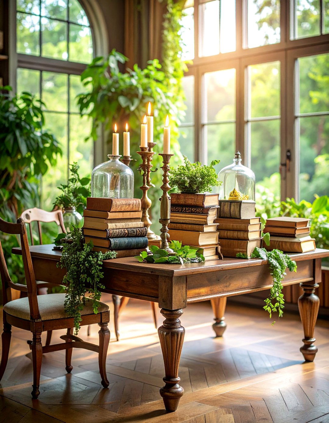 Antique Books and Vintage Botanical Styling - 25 Fall Table Decor Ideas