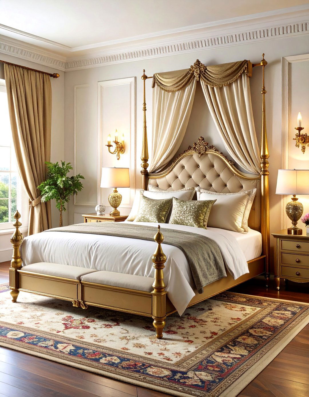Antique Brass Grandmillennial Bedroom with Crystal Accents - 25 Grandmillennial Style Bedroom Ideas