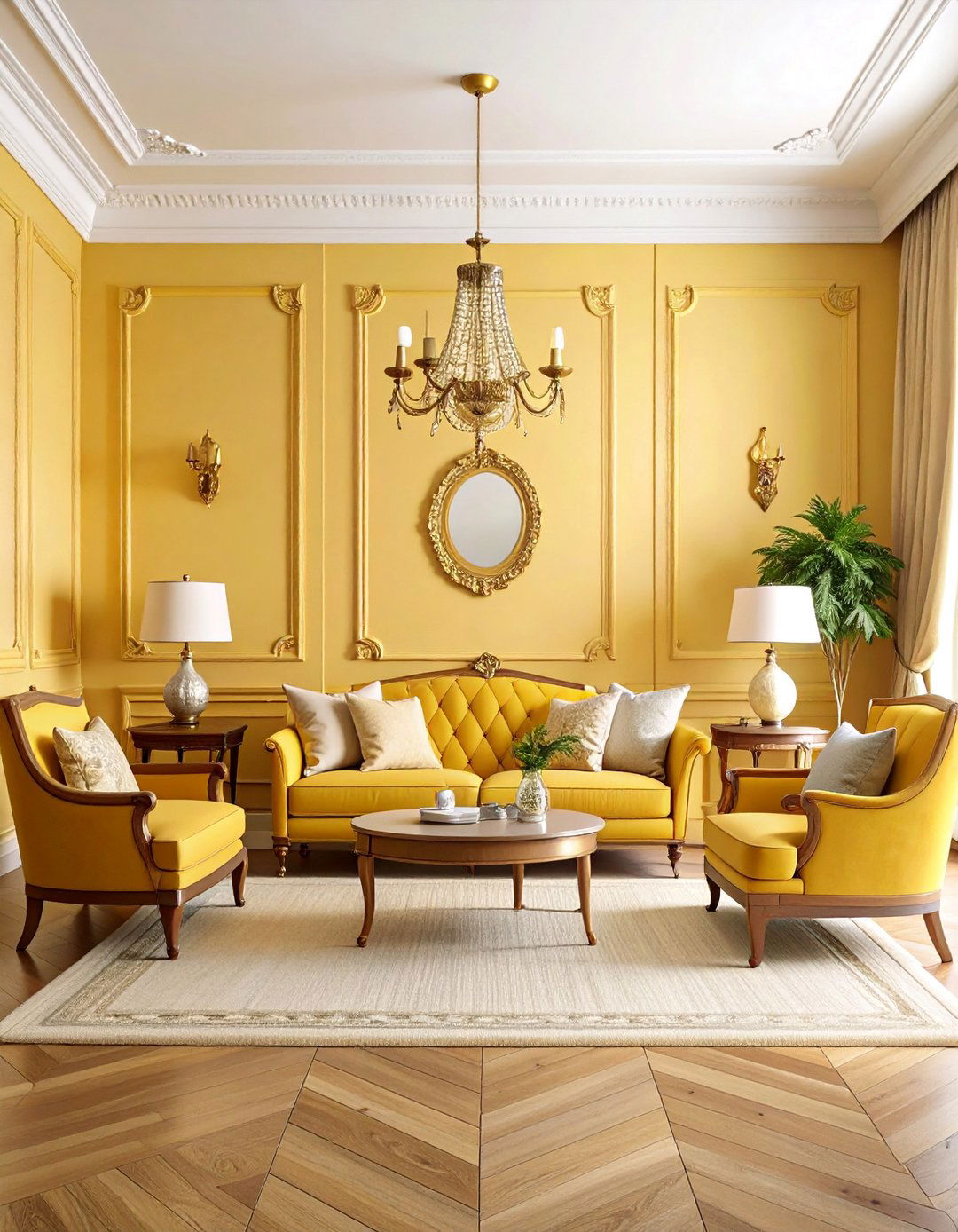 Antique Brass and Pale Yellow Traditional Elegance - 25 Yellow Living Room Ideas