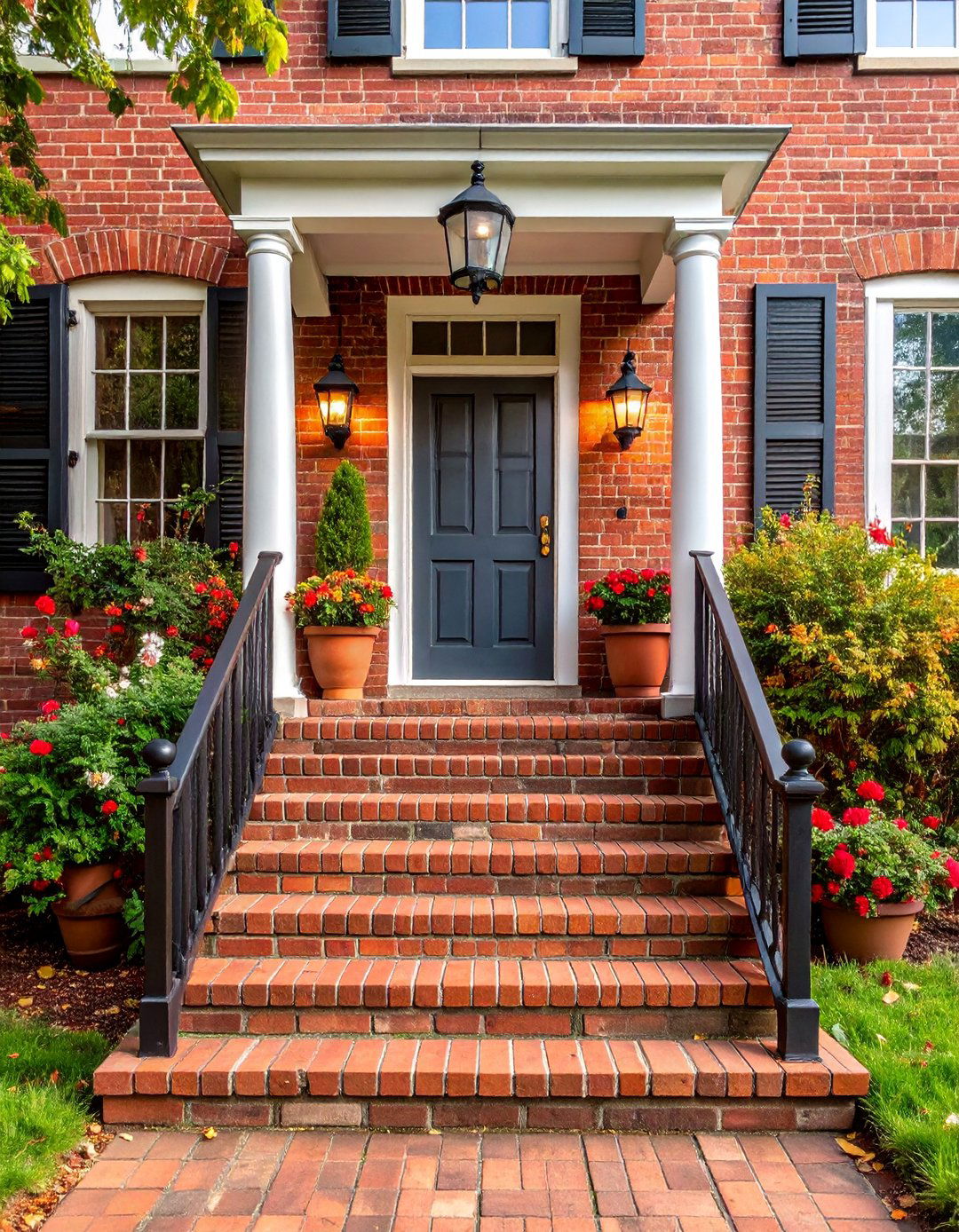 Antique Brick Steps with Distressed Character - 25 Brick Front Steps Design Ideas