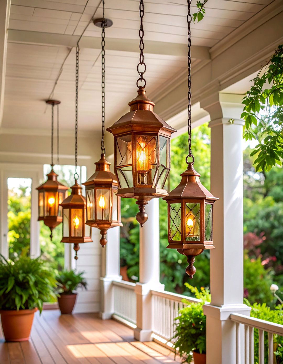 Antique Copper Lantern Pendants - 25 Front Porch Lighting Ideas