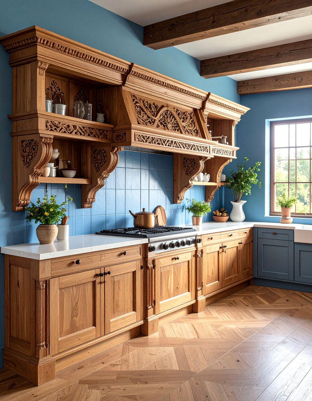 Antique Corbel Traditional Support Shelving - 25 Open Shelving Kitchen Ideas