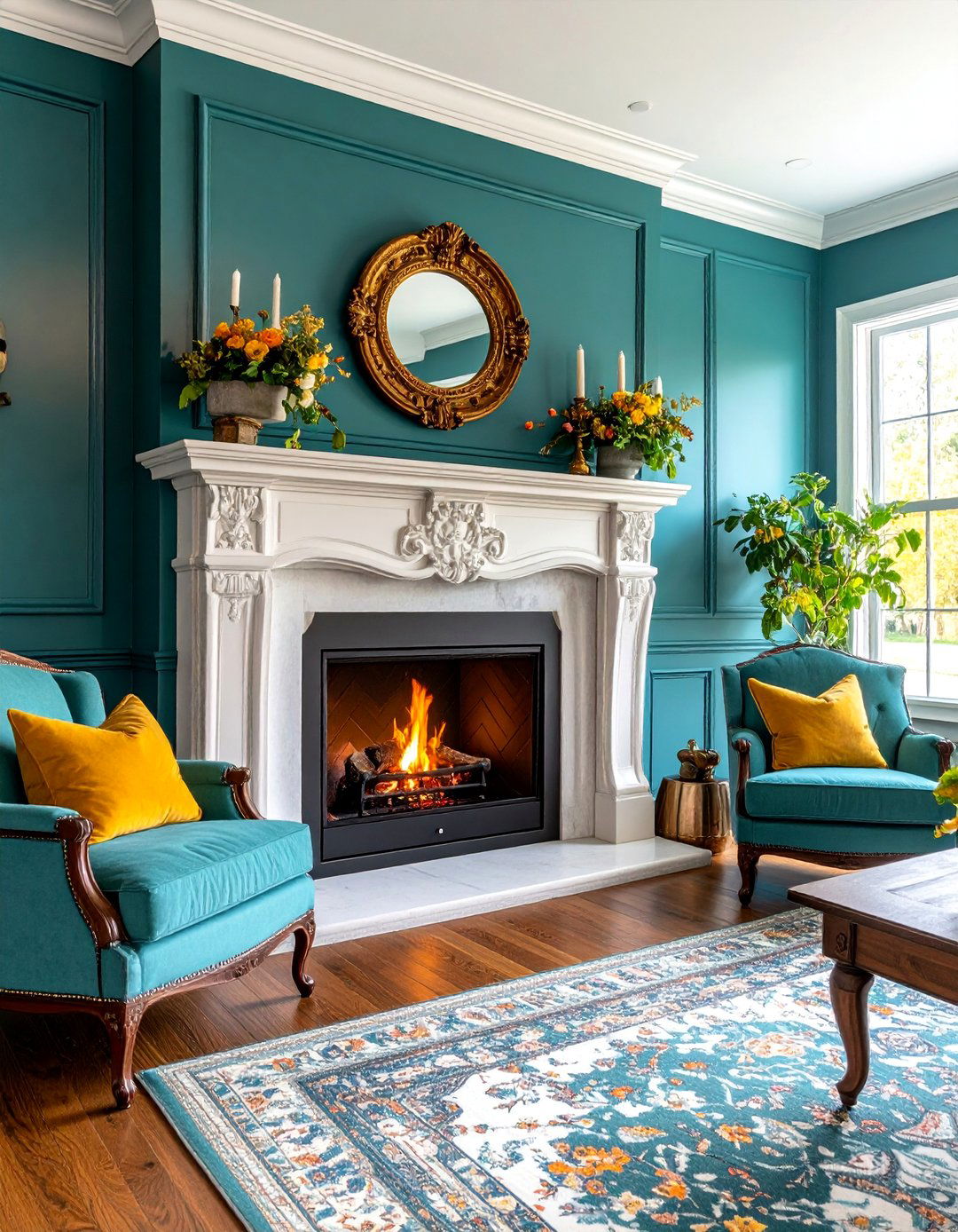 Antique Mantel with Modern Fireplace Insert - 25 Farmhouse Fireplace Ideas