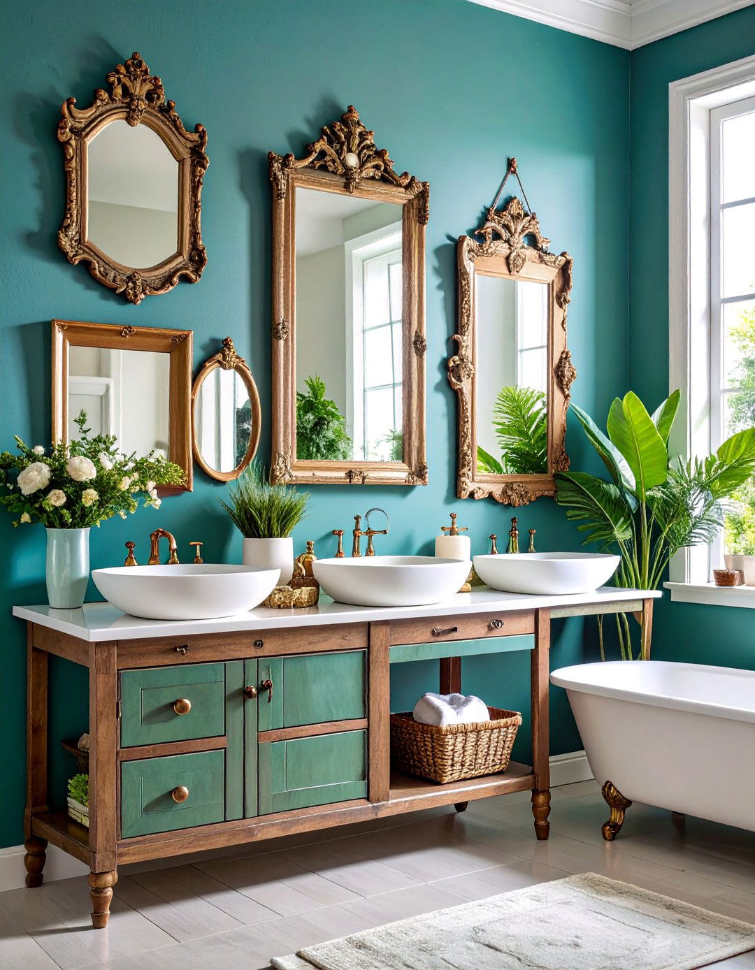 Antique Mirror Collection Vintage Bathroom Feature - 25 Country Bathroom Ideas