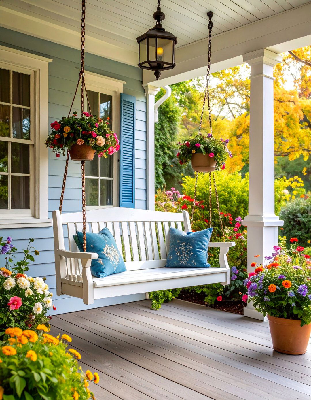 Antique Restored Front Porch Swing with Period Hardware - 25 Front Porch Swing Ideas