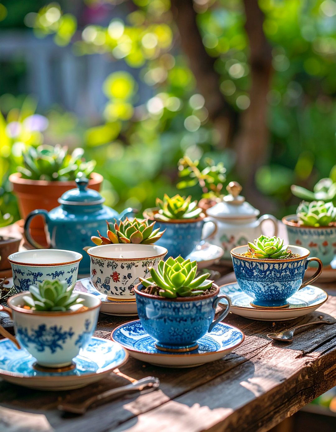Antique Teacup and Saucer Display - 25 non-floral wedding centerpiece ideas