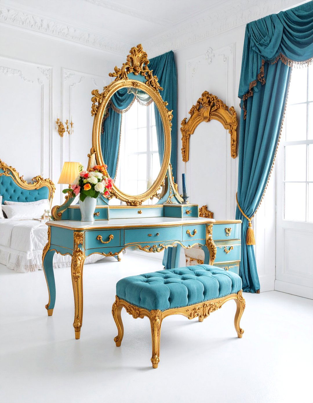 Antique Victorian Vanity with Ornate Details - 25 Vanity Room Ideas