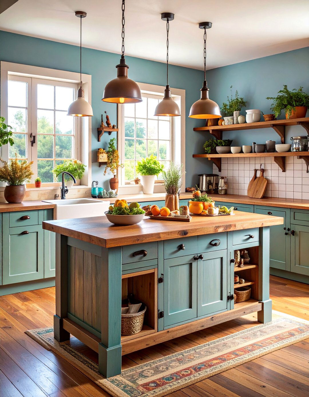 Antique Workbench Converted Kitchen Island - 25 Rustic Kitchen Island Ideas