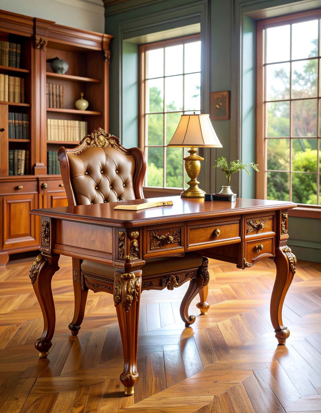 Antique Writing Desk with Traditional Details - 25 Desk Ideas