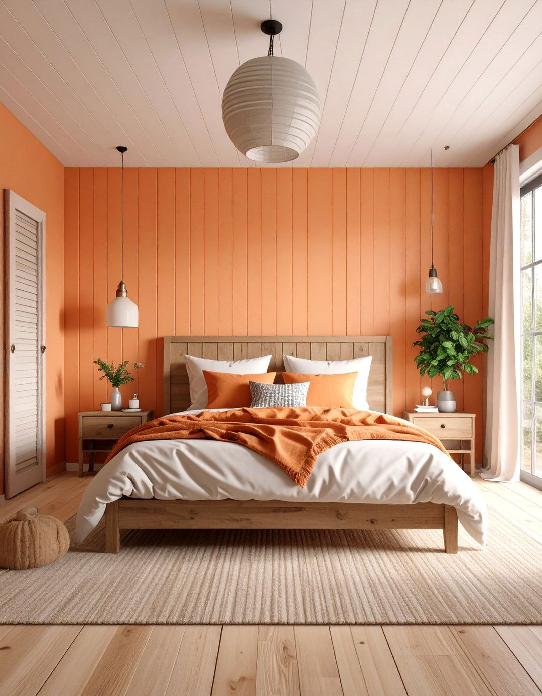 Apricot Shiplap Accent Wall Farmhouse Style - 25 Orange Accent Wall Ideas