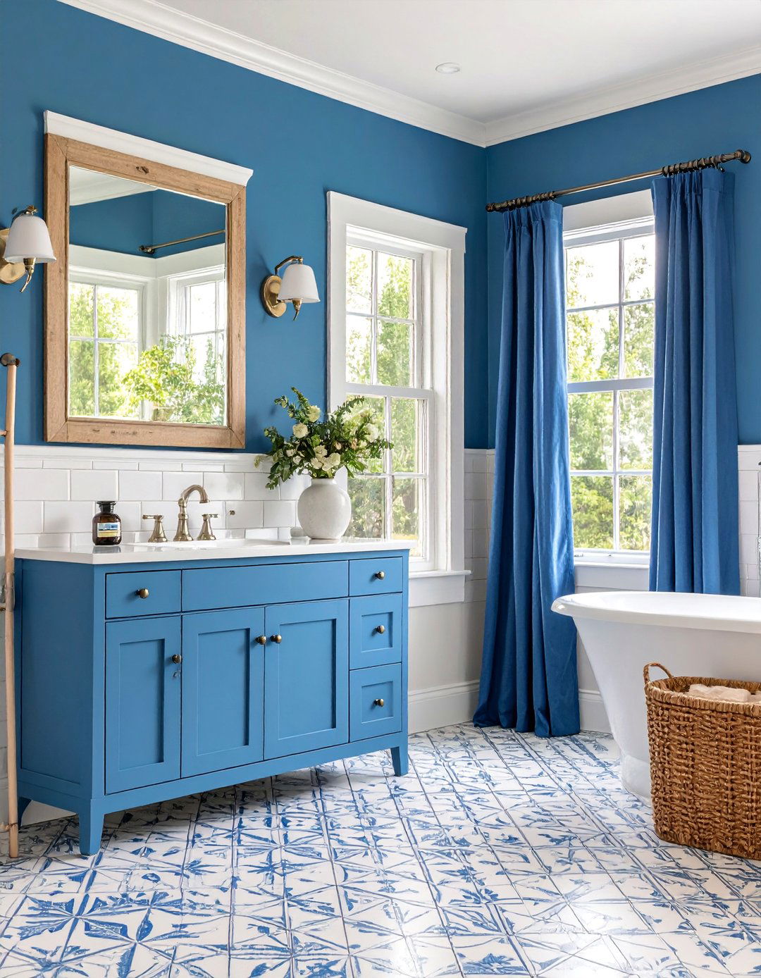 Aqua Blue Bathroom with Vintage Charm - 25 Blue Accent Wall Ideas