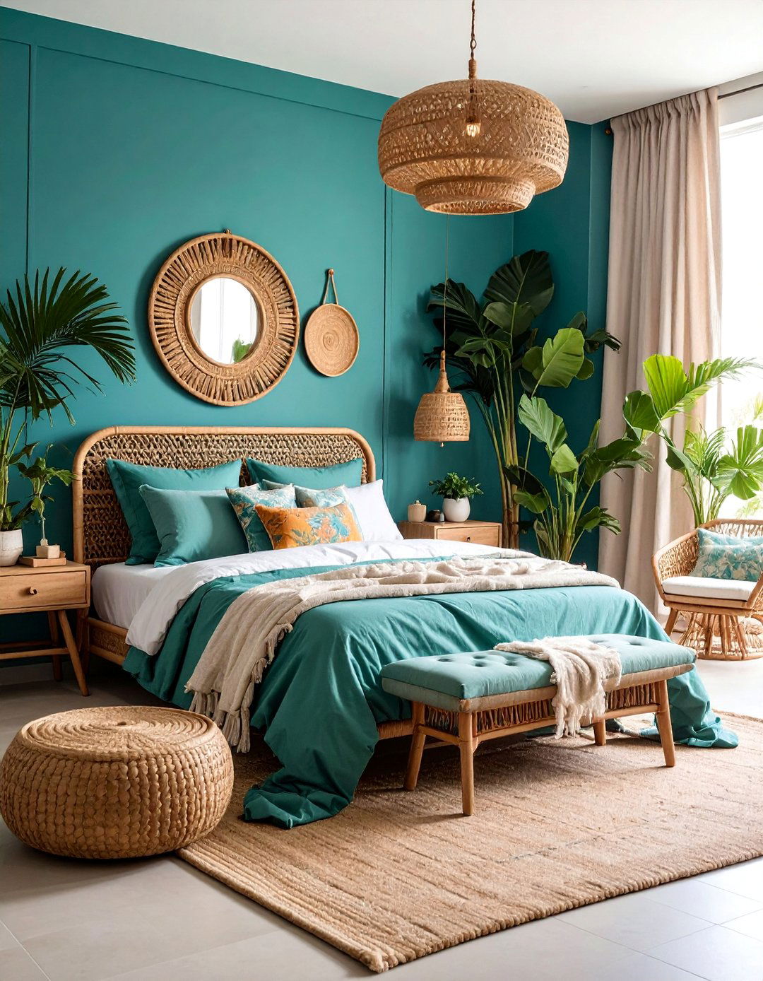 Aqua and Jade Green Tropical Bedroom Paradise - 25 Blue and Green Color Combos for Decorating