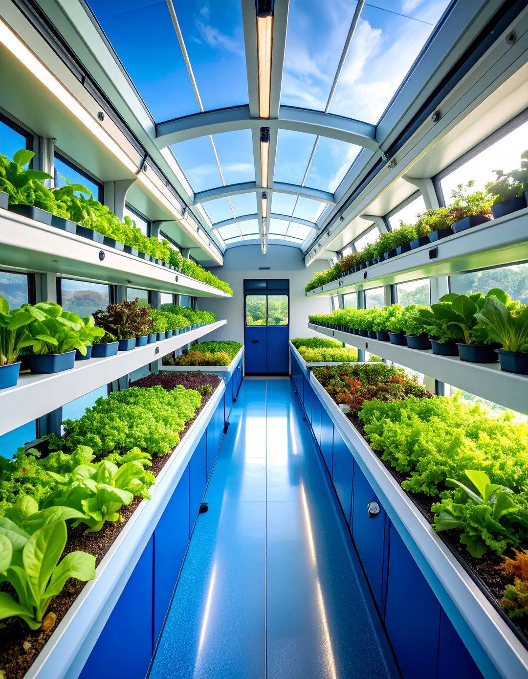 Aquaponics School Bus Greenhouse with Fish Tanks - 25 School Bus Greenhouse Ideas