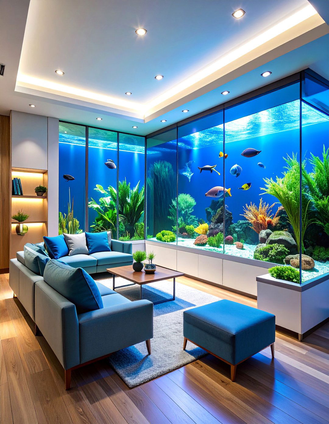 Aquarium and Water Feature Corner - 25 Living Room Nook Ideas