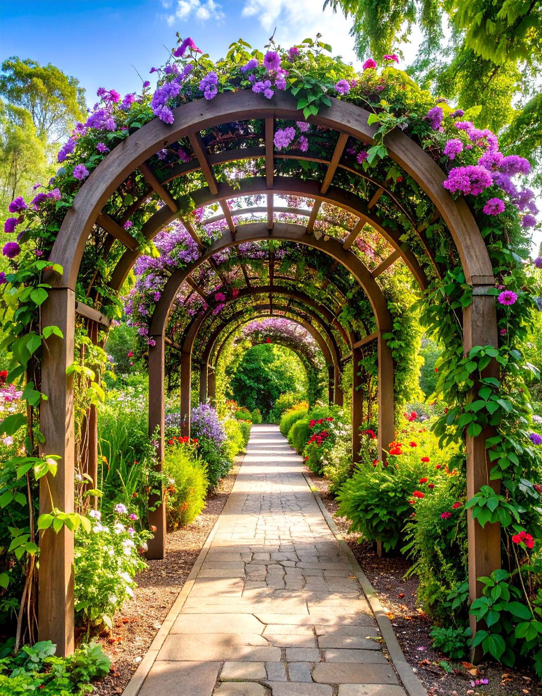 Arch Trellis Vertical Garden with Flowering Vines - 25 Vertical Garden Ideas