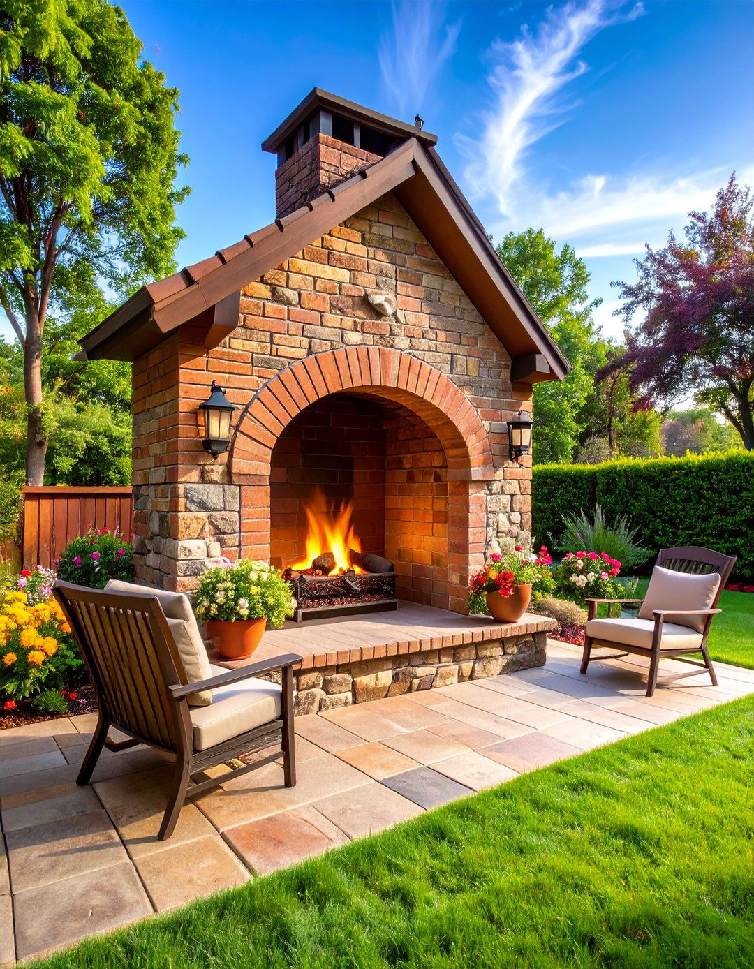 Arched Brick Fireplace with Rustic Charm - 25 Rustic Outdoor Fireplace Ideas