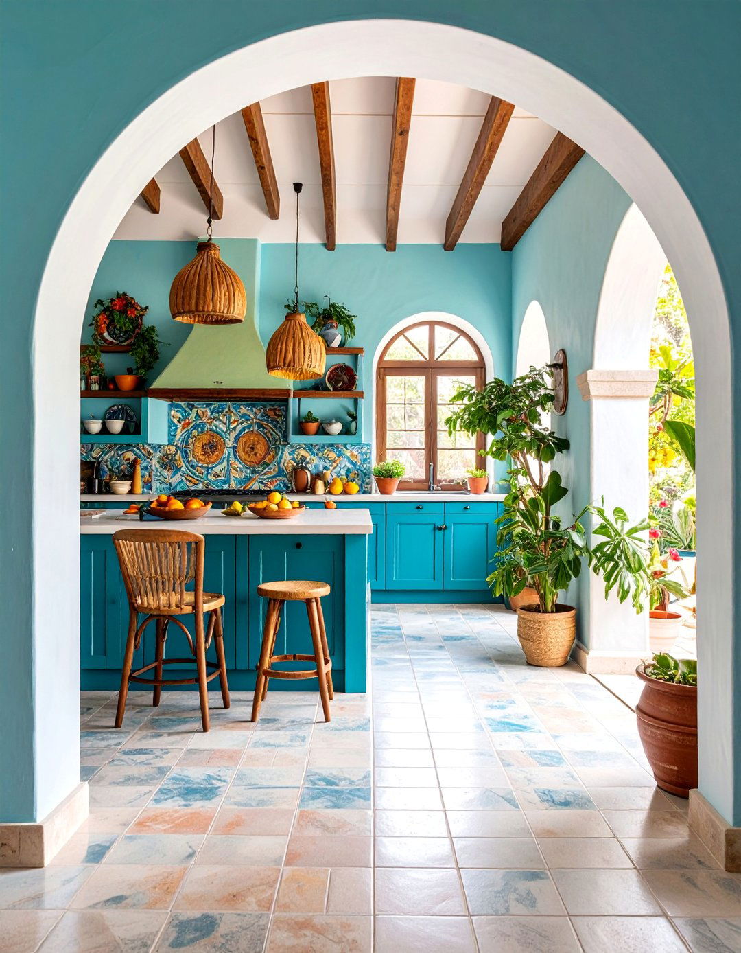 Arched Doorway Kitchen with Colonial Architectural Details - 25 Mexican Kitchen Ideas