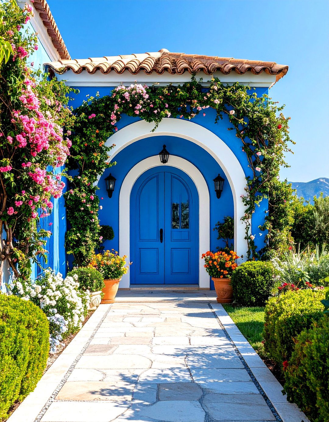 Arched Mediterranean Opening Trim - 25 Exterior Garage Door Trim Ideas