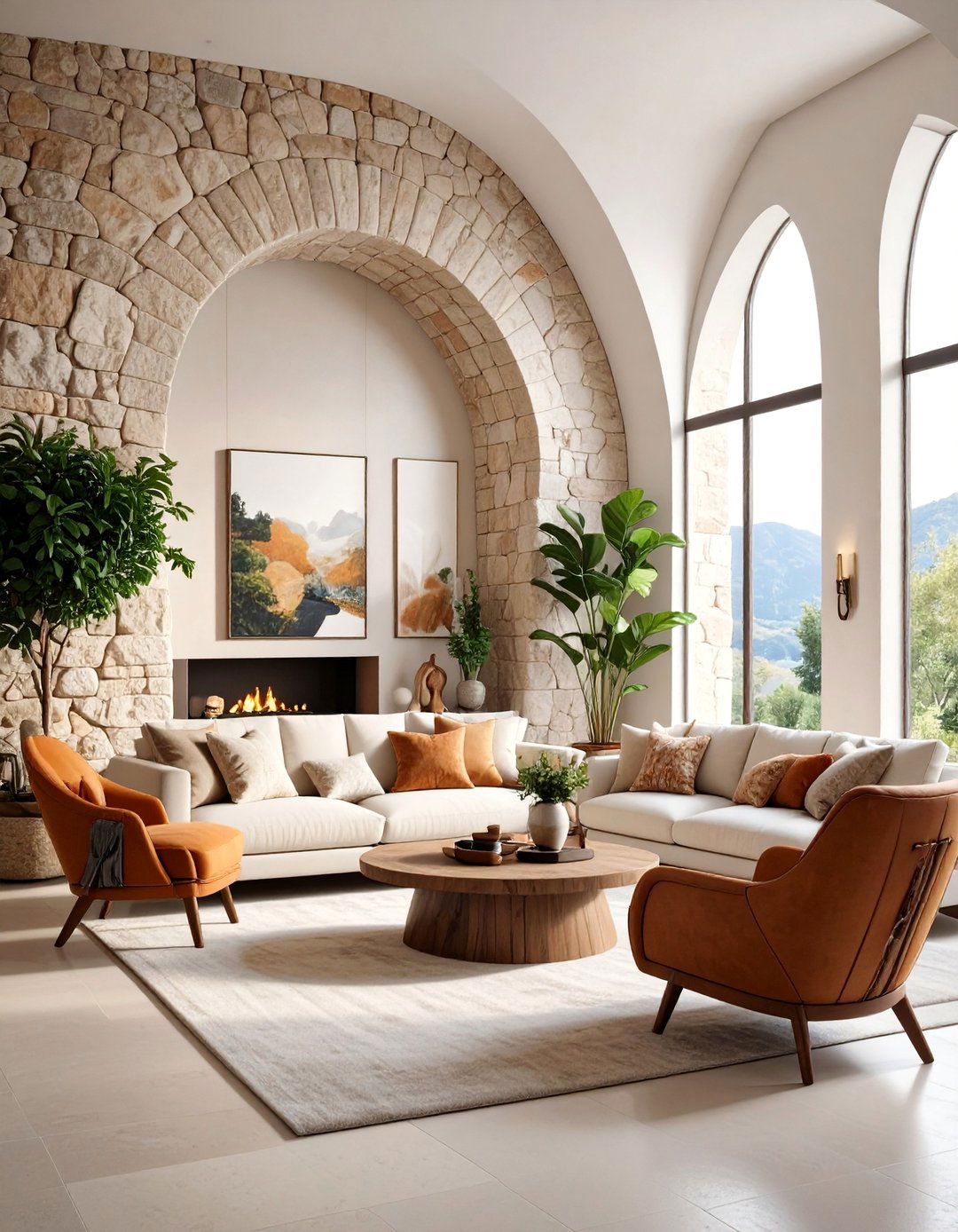 Arched Stone Wall Niche for Living Room Art Display - 25 Wall Niche Ideas