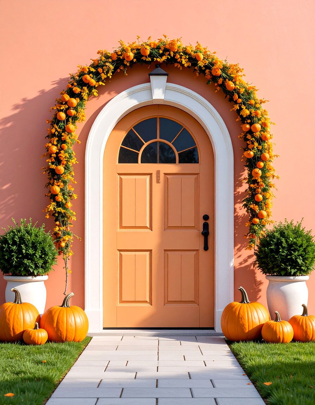 Arched Top Farmhouse Door with Curved Elements - 25 Farmhouse Front Door Ideas