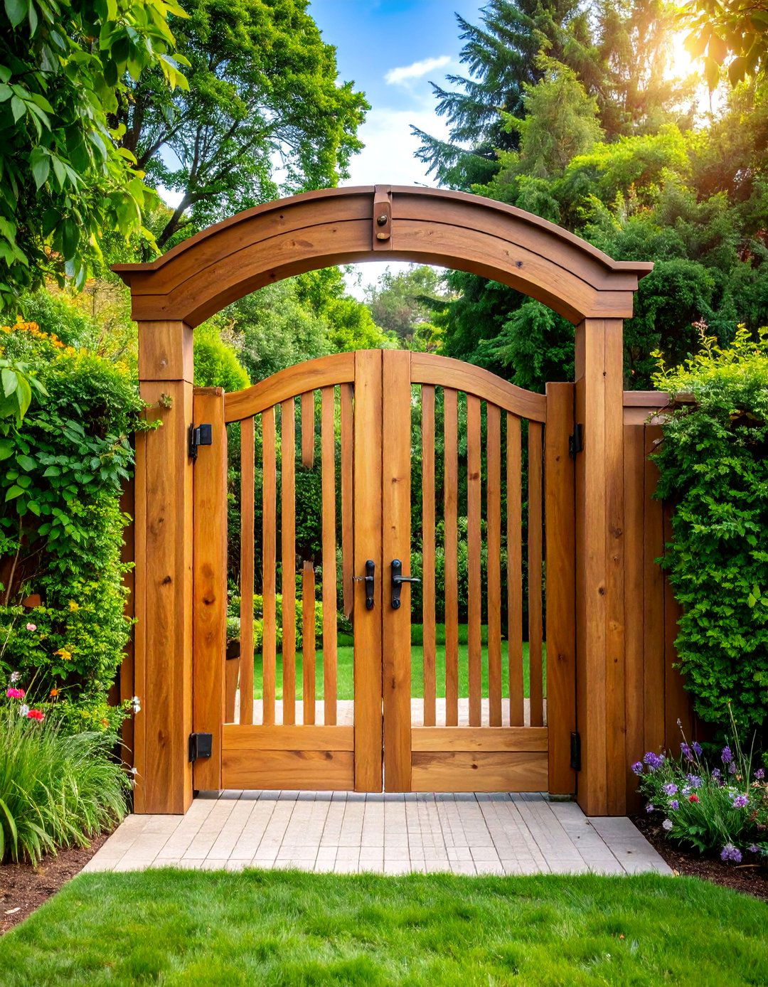 Arched Top Wooden Garden Gate - 25 Front Door Gate Ideas