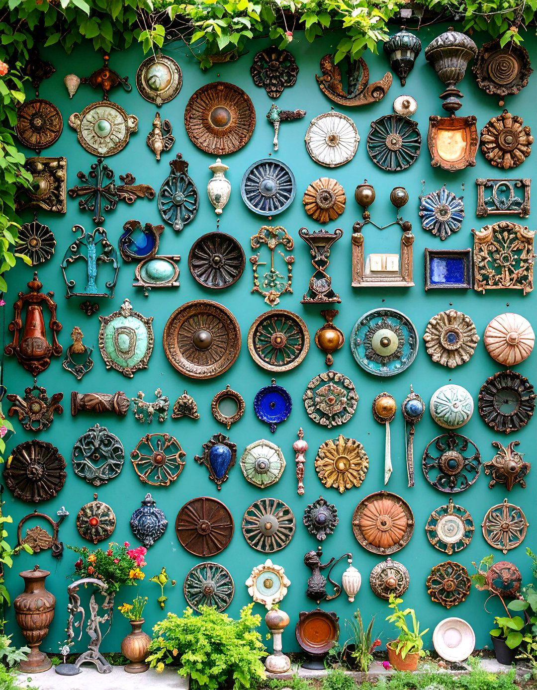 Architectural Salvage Wall Gallery - 25 Outdoor Wall Decor Ideas