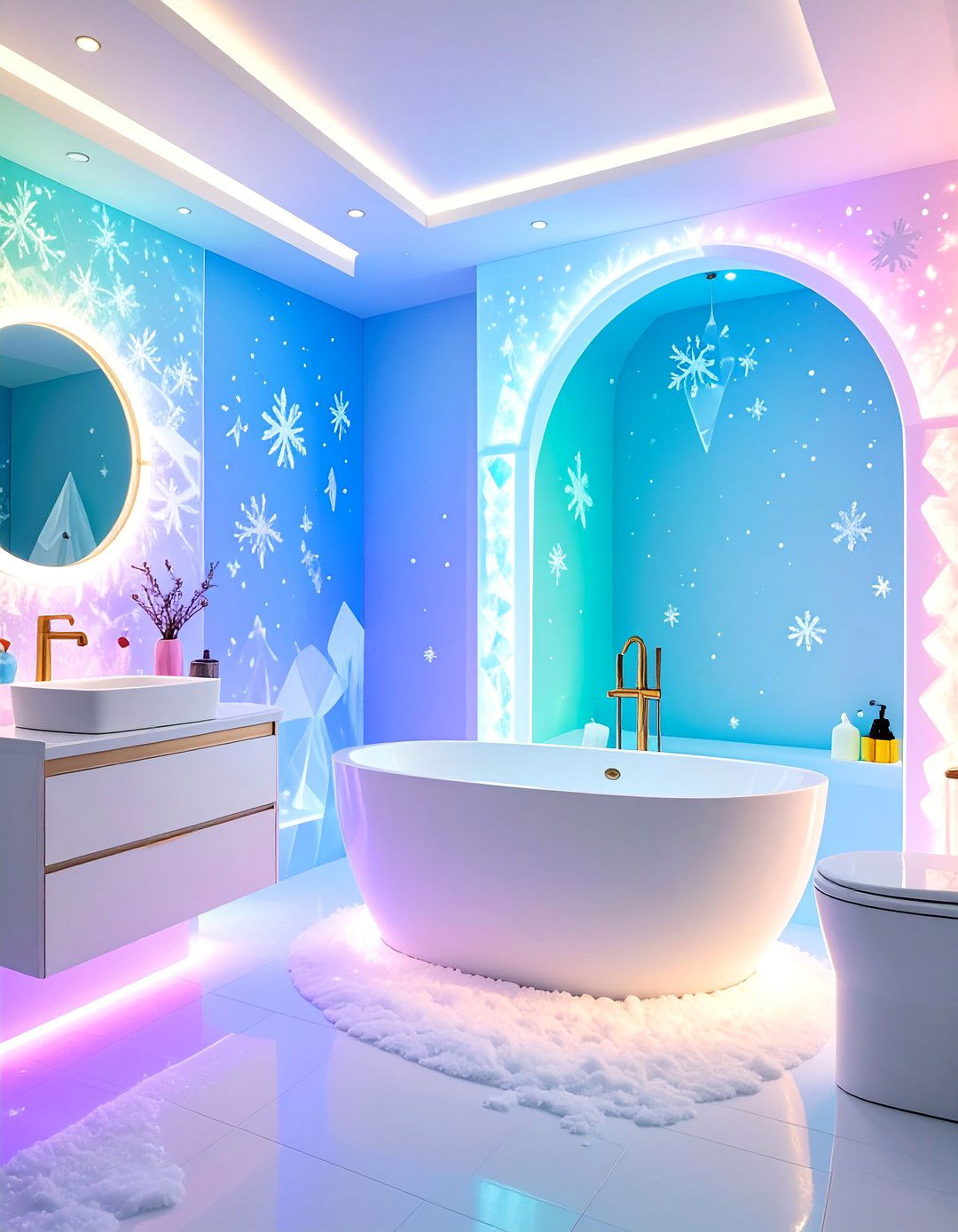 Arctic Adventure Kids Bathroom with Ice Crystal Lighting Effects - 25 Kids Bathroom Ideas