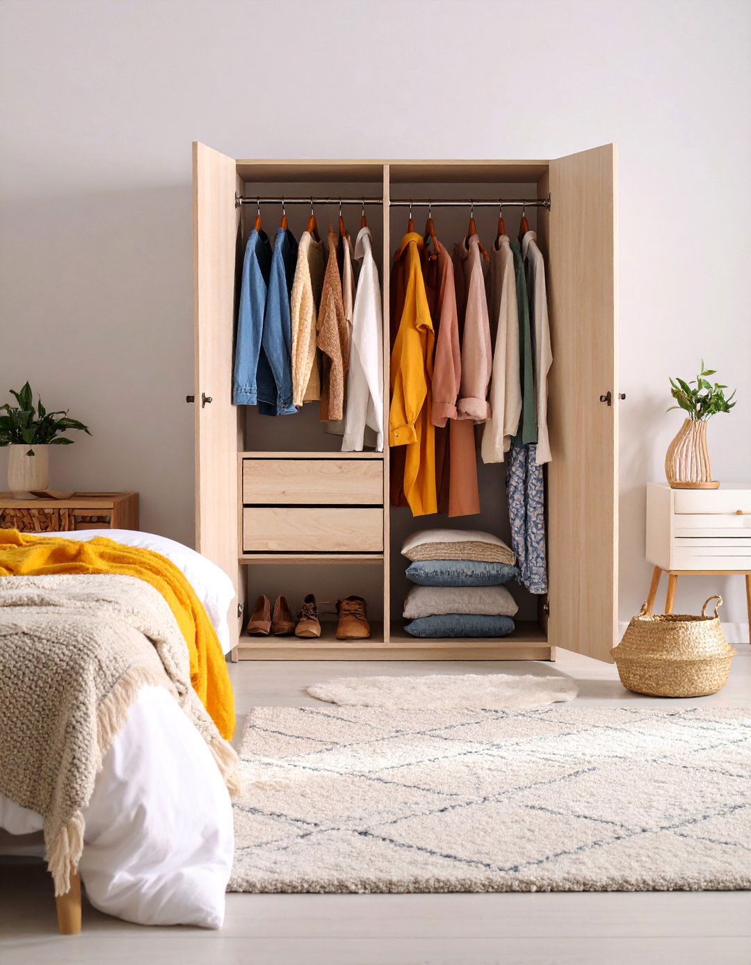 Armoire with Built In Drawers and Hanging Space - 25 Clothes Storage Ideas