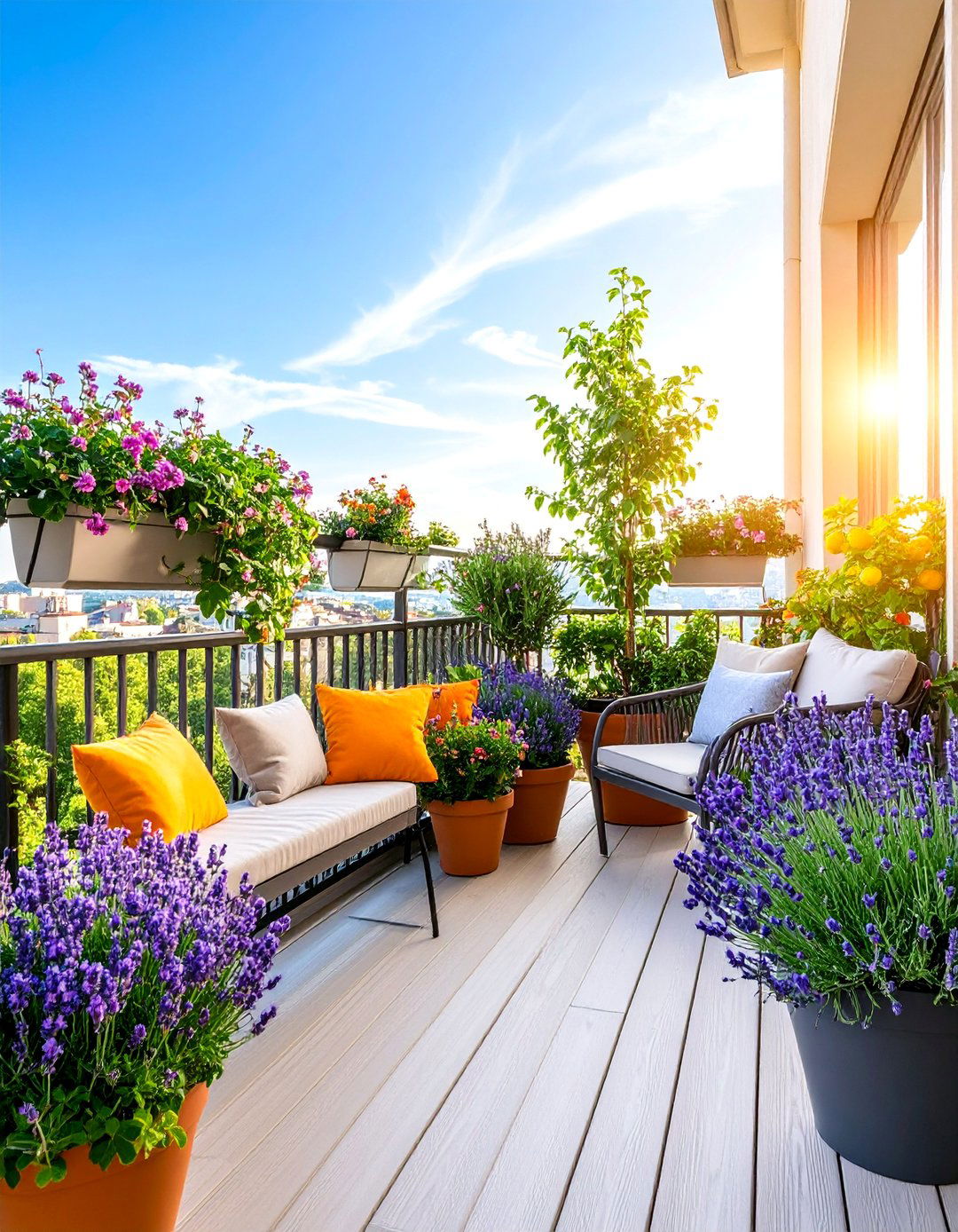 Aromatic French Balcony with Scented Plants and Sensory Experience - 25 French Balcony Ideas
