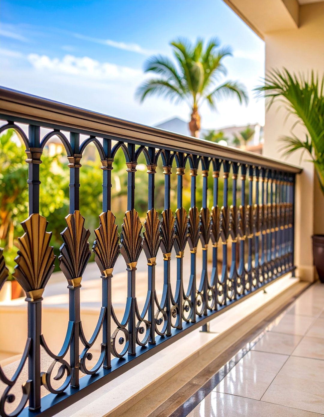 Art Deco Balcony Railing with Geometric Motifs - 25 Balcony Railing Design Ideas