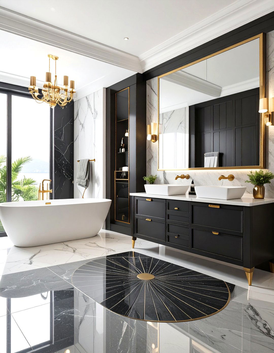 Art Deco Black and Grey Glamour Bathroom - 25 Black and Grey Bathroom Ideas