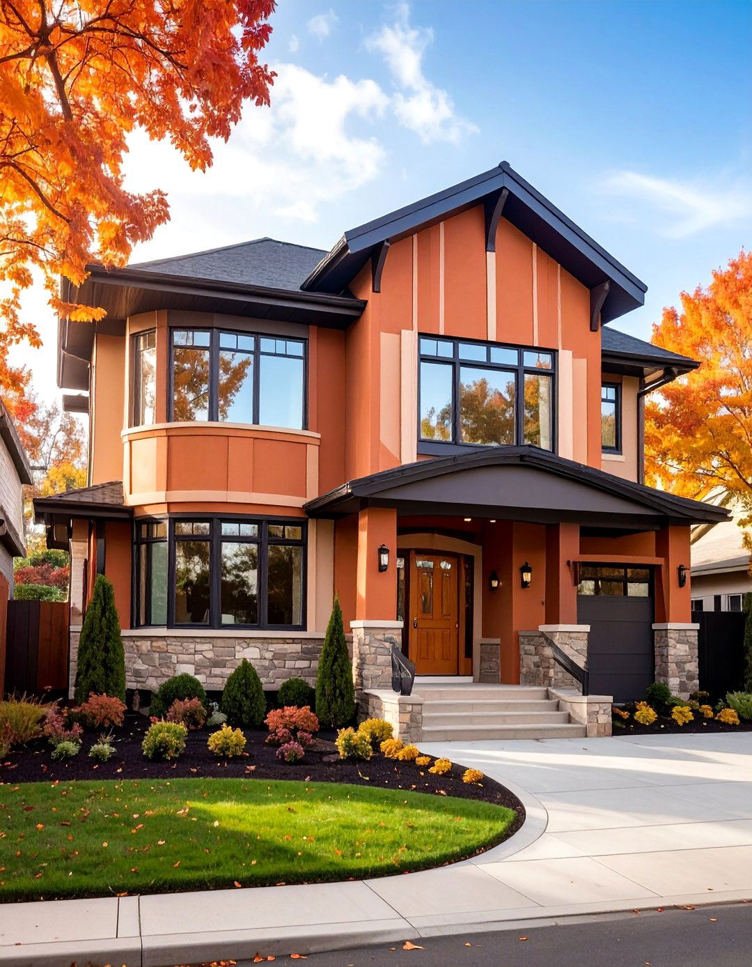 Art Deco Clay with Geometric Details - 25 Home Designs Using Natural Clay Siding Colors