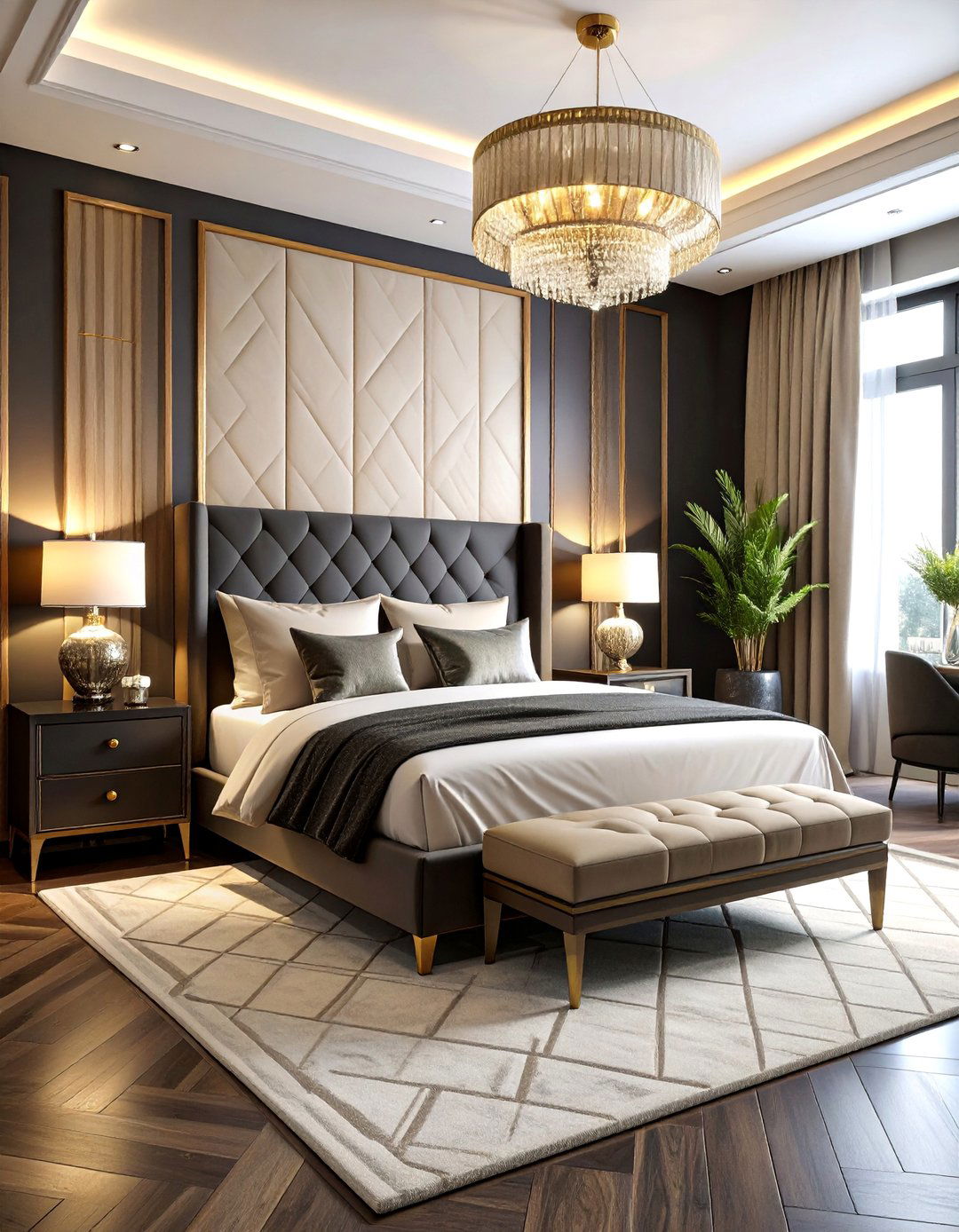 Art Deco Cream and Black Bedroom - 25 Cream and Black Bedroom Ideas