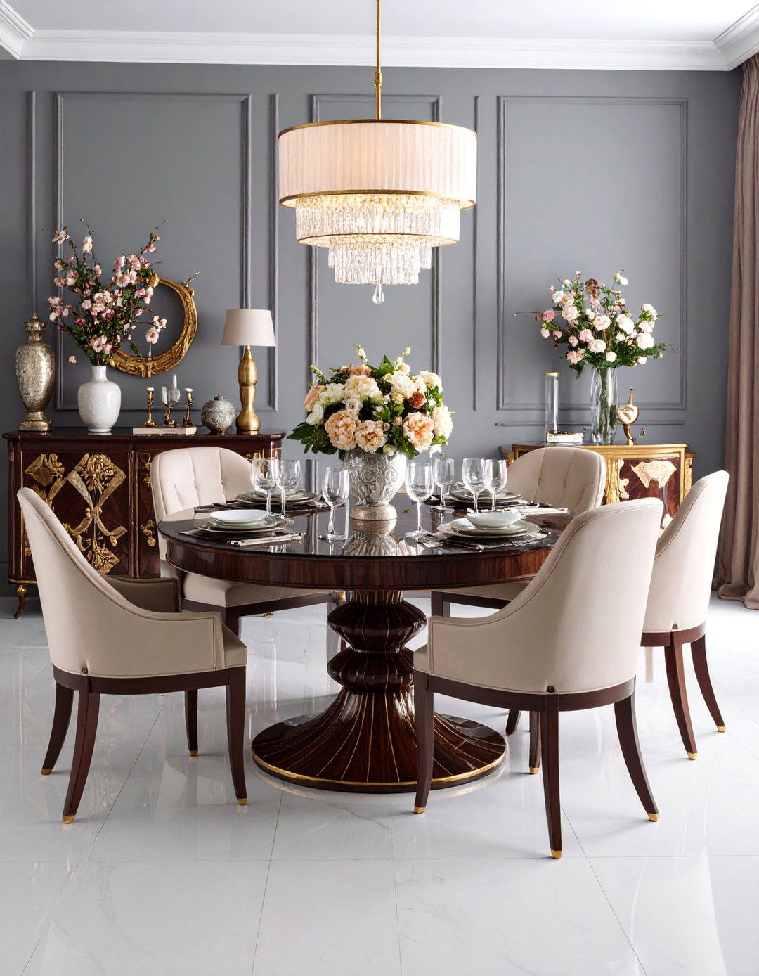 Art Deco Dining Room with Inlaid Furniture - 25 Art Deco Dining Room Ideas