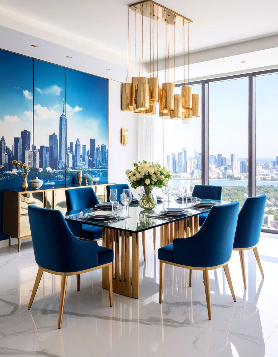 Art Deco Dining Room with Murals - 25 Art Deco Dining Room Ideas