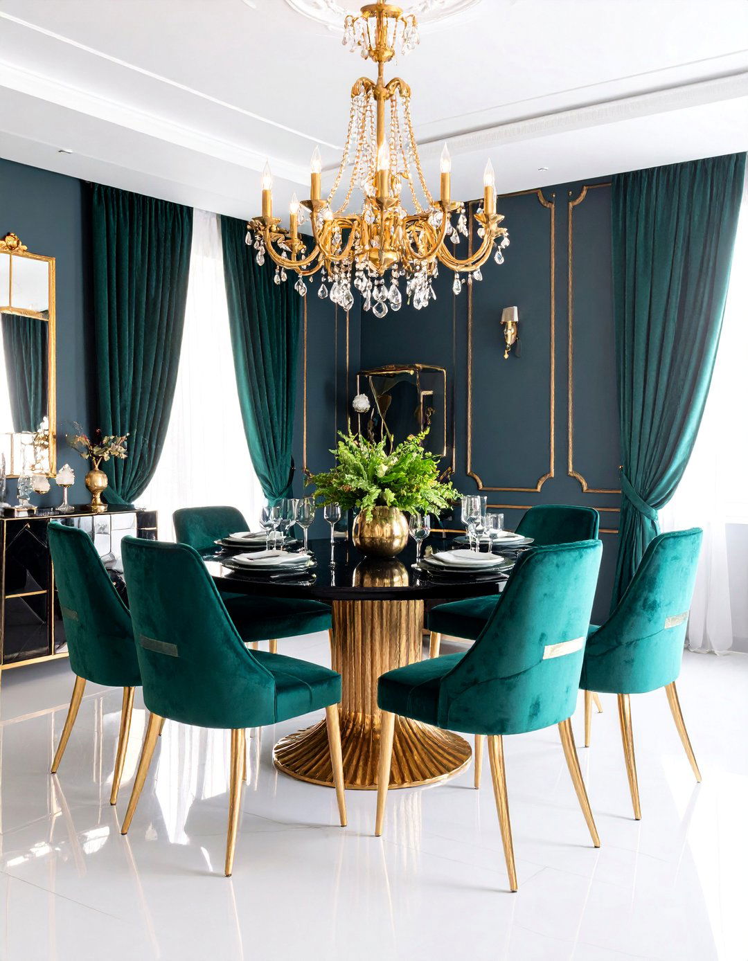 Art Deco Eclectic Dining Room with Bold Patterns - 25 Eclectic Dining Room Ideas