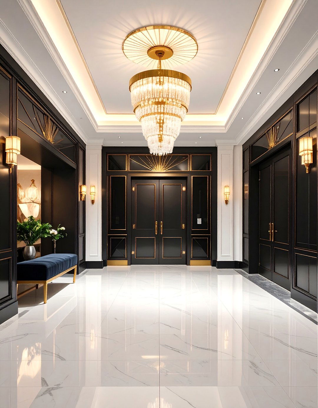 Art Deco Garage Entryway with Glamorous Details - 25 Garage Entryway Ideas