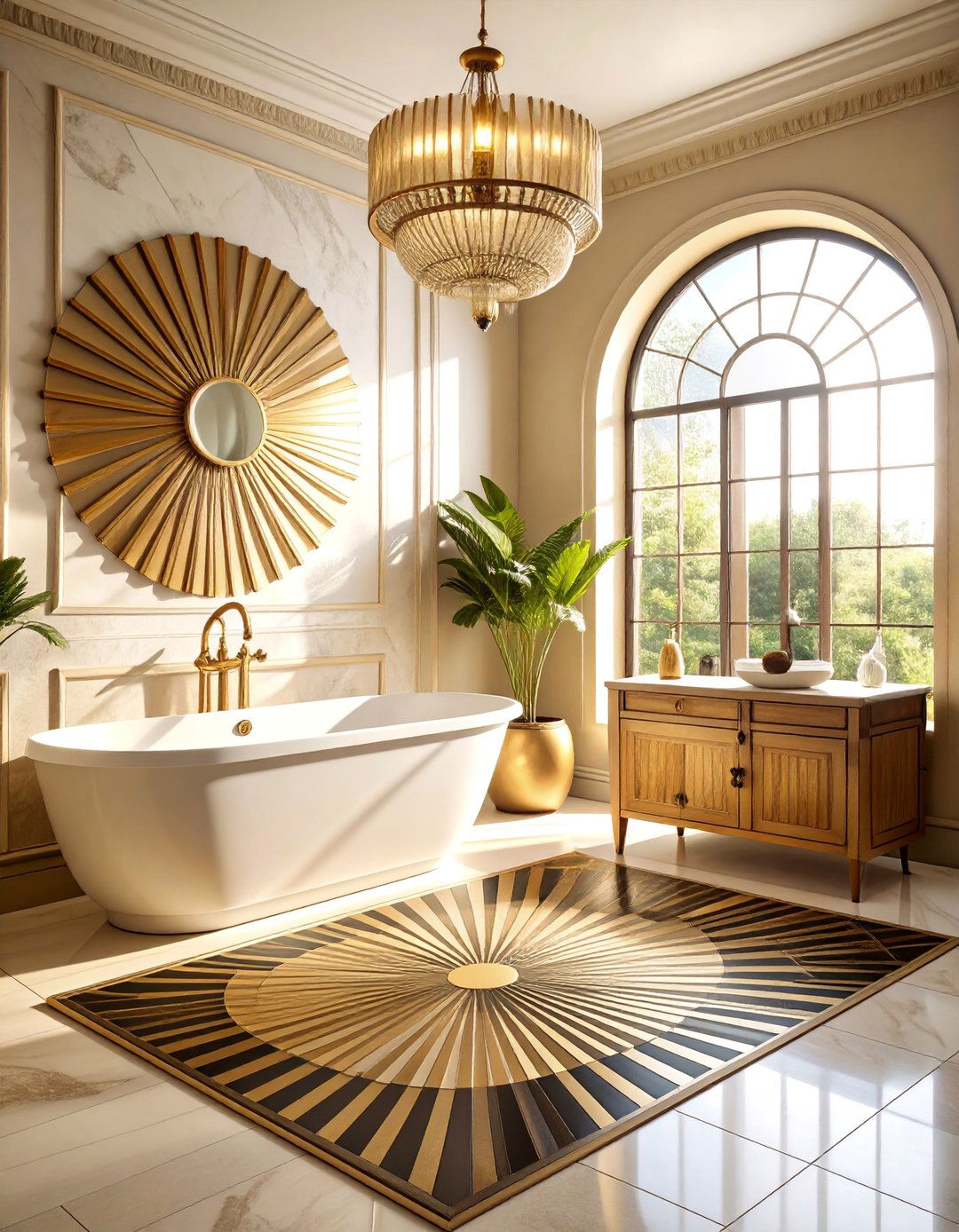 Art Deco Geometric Pattern Mat - 25 Bathroom Rug Ideas