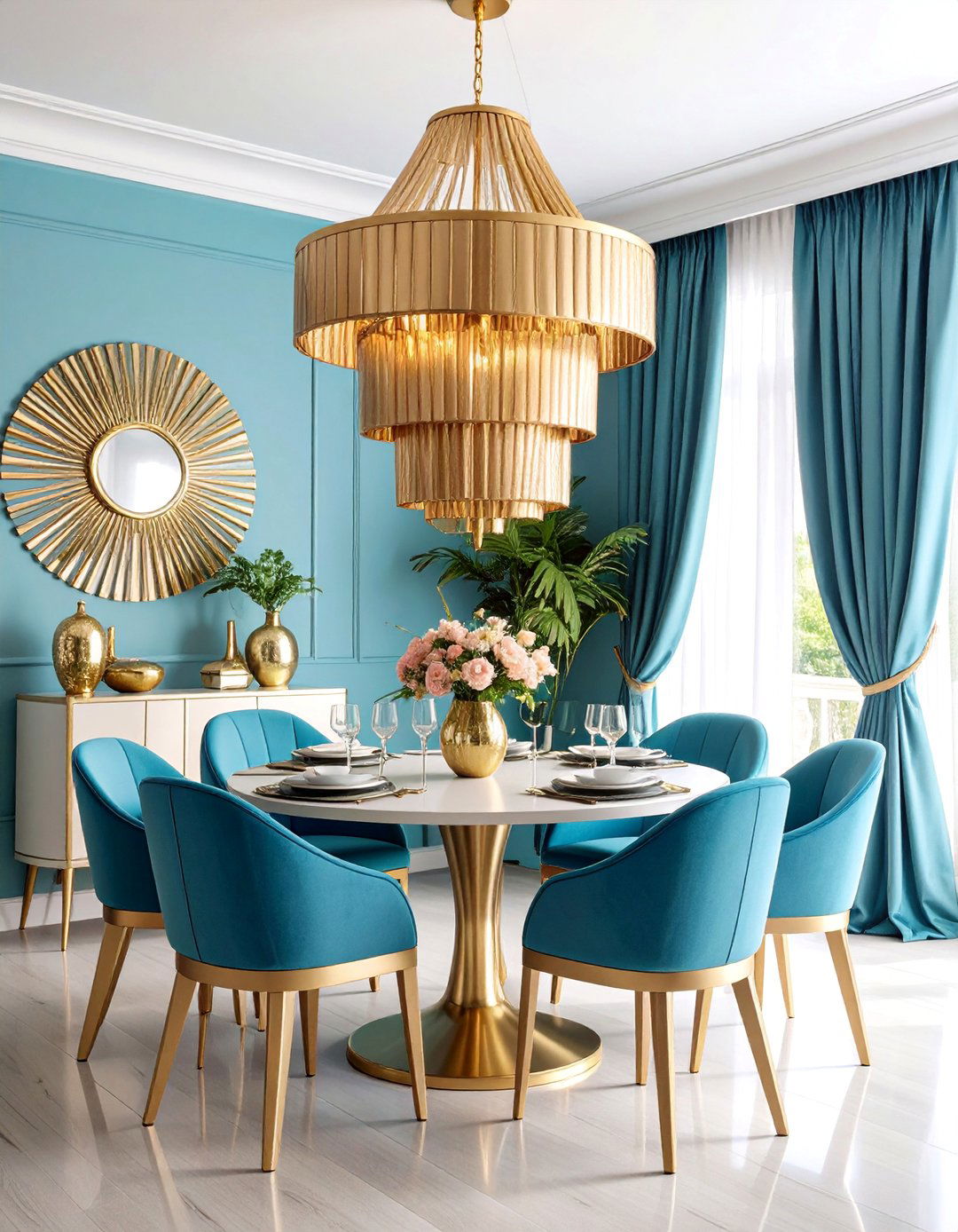 Art Deco Geometric Pendant with Brass Details - 25 Small Dining Room Lighting Ideas