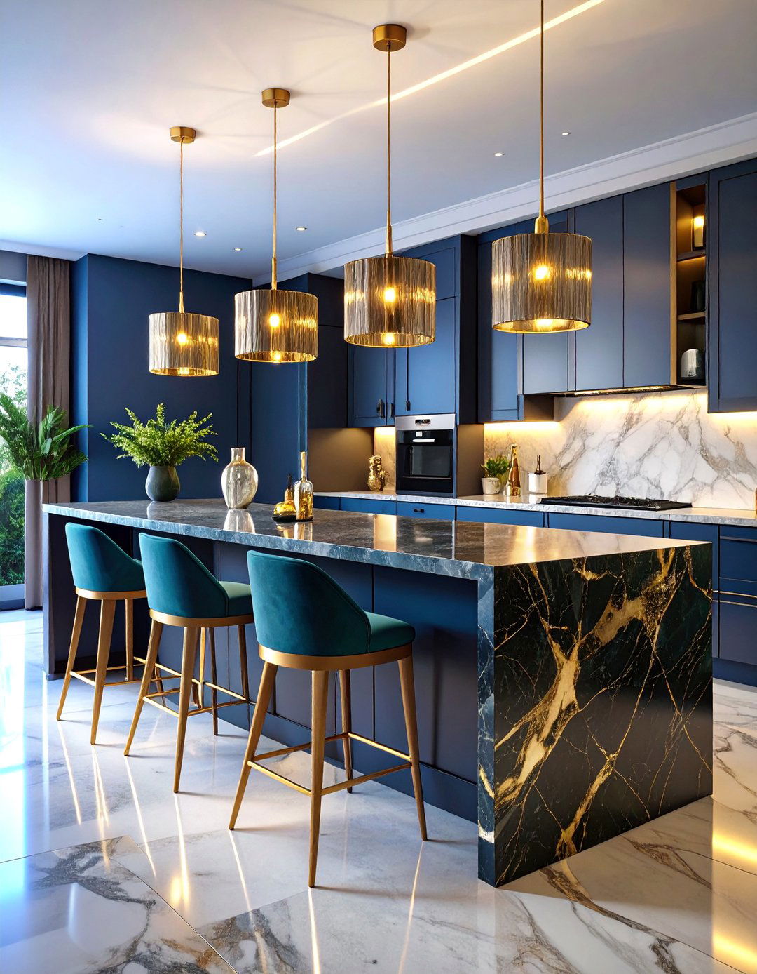 Art Deco Glamour Bar with Metallic Accents - 25 Kitchen Bar Ideas