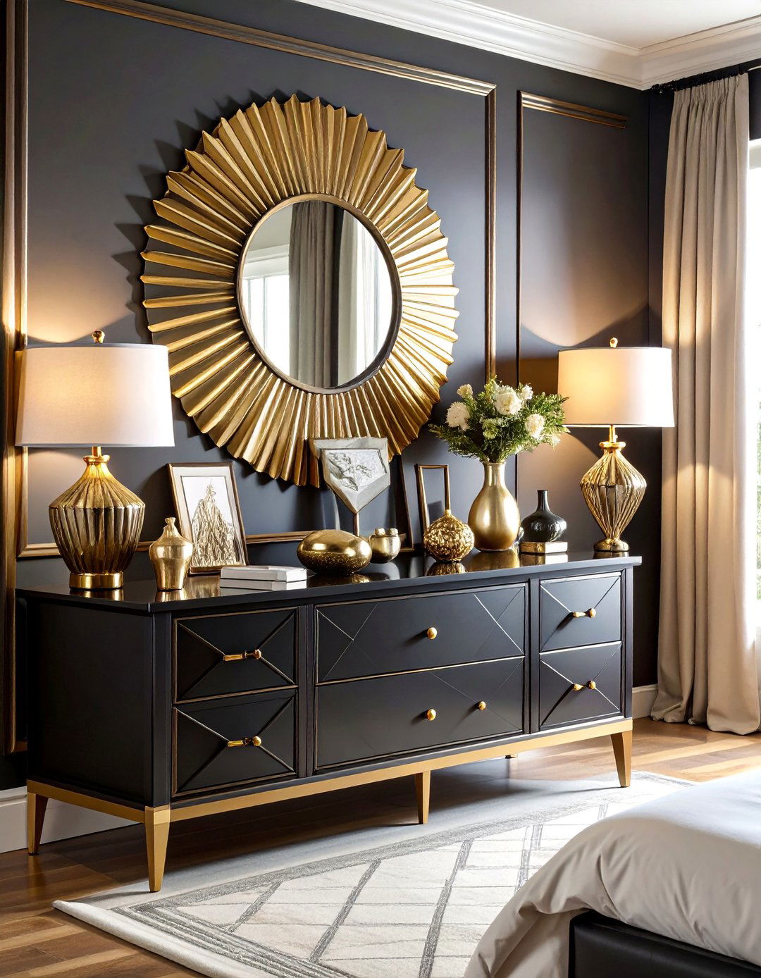 Art Deco Glamour Dresser with Geometric Sophistication - 25 Dresser Decor Ideas