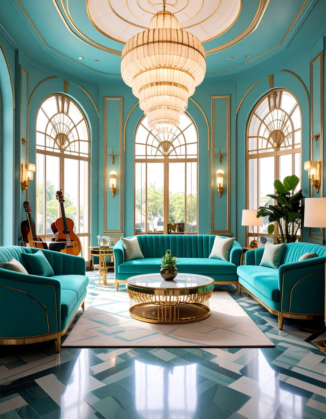 Art Deco Glamour Guitar Salon - 25 Guitar Room Ideas