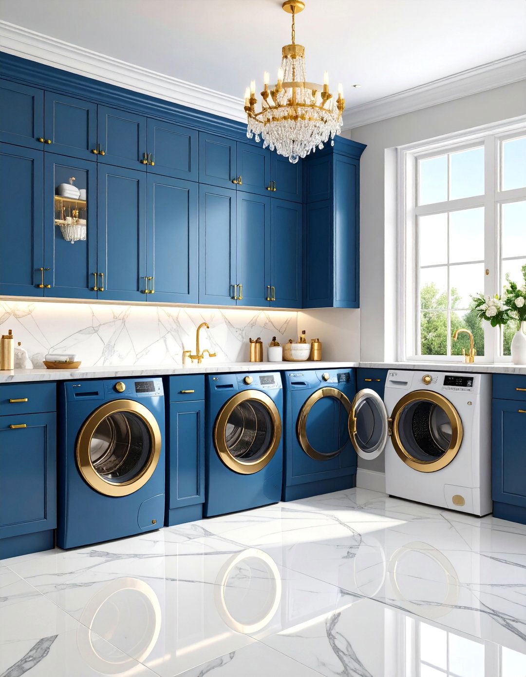 Art Deco Glamour Laundry Room with Metallic Accents - 25 Laundry Room Decor Ideas